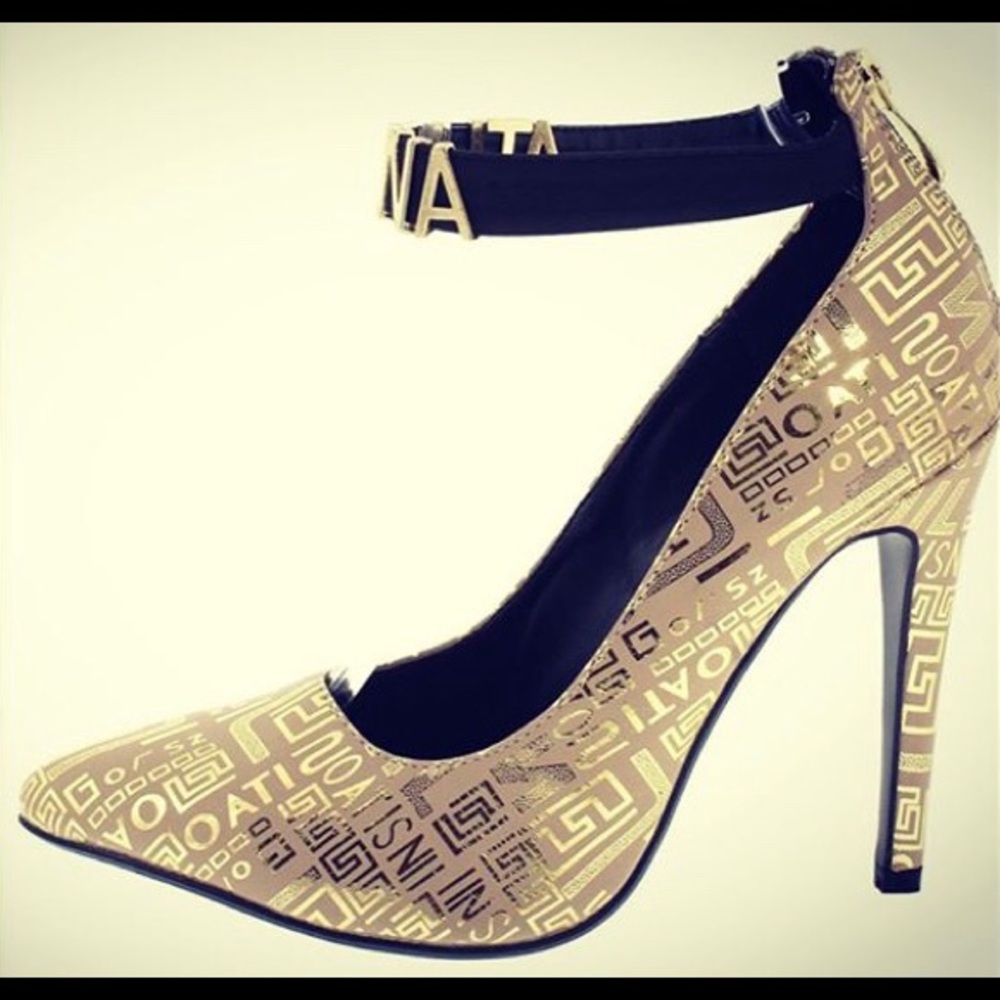 Athena style gold heels